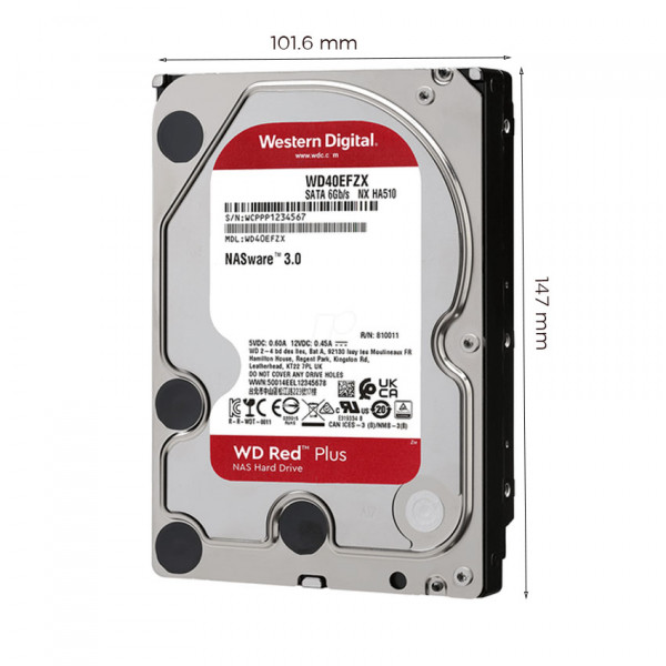 Ổ cứng HDD Western Digital 2TB Red Plus (WD20EFPX) (5400RPM/64MB Cache/3.5 inch/ SATA3)