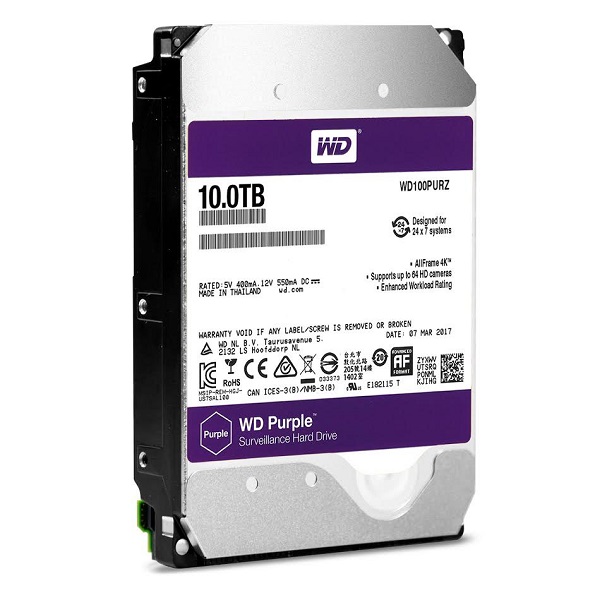 Ổ cứng Western Digital Purple 10TB WD102PURP (3.5Inch/ 7200rpm/ 256MB/ SATA3/ Ổ Camera)